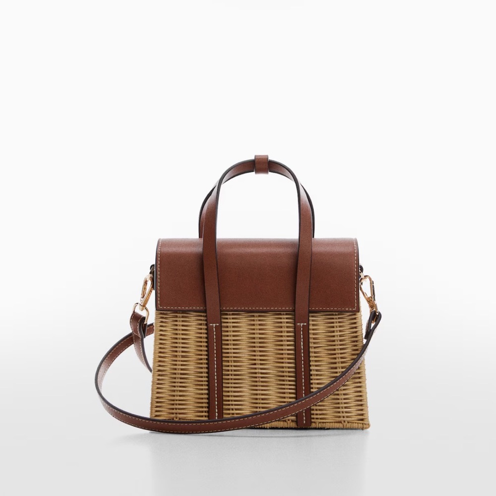 Mango Brown and Tan Woven Shoulder Bag - Picture 2 of 8